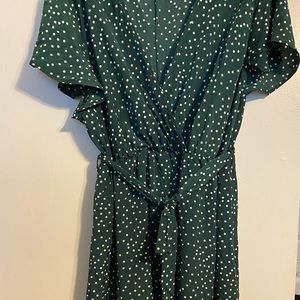 Faux wrap polka dot dress